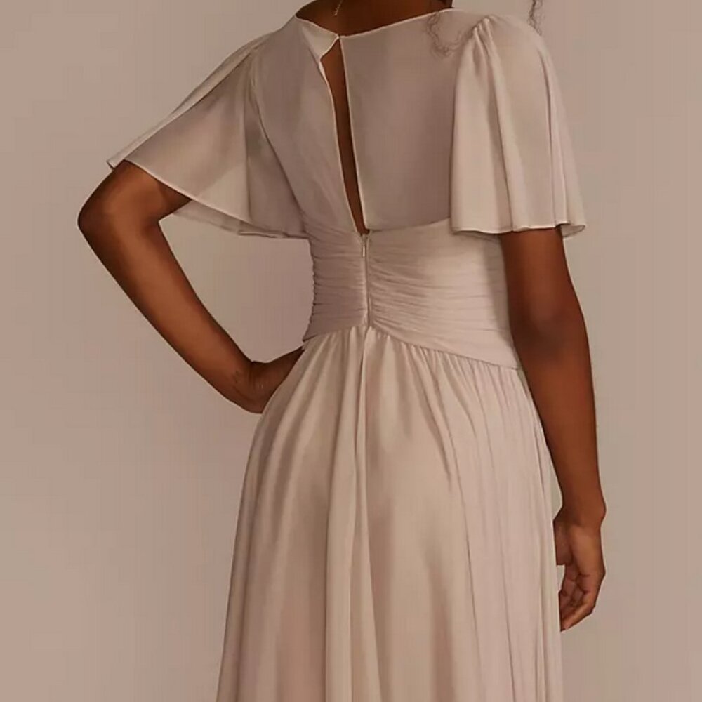 Floor Lenth Flutter Sleeve Crisscross Mesh Dress-… - image 8